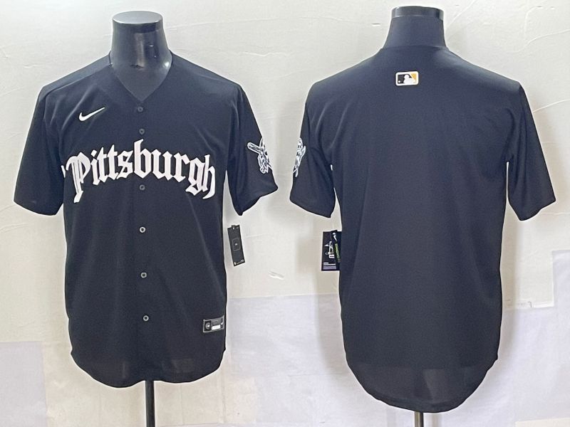 Men 2025 Pittsburgh Pirates Blank Black Five generations Joint Name Nike MLB Jersey style 8->pittsburgh pirates->MLB Jersey